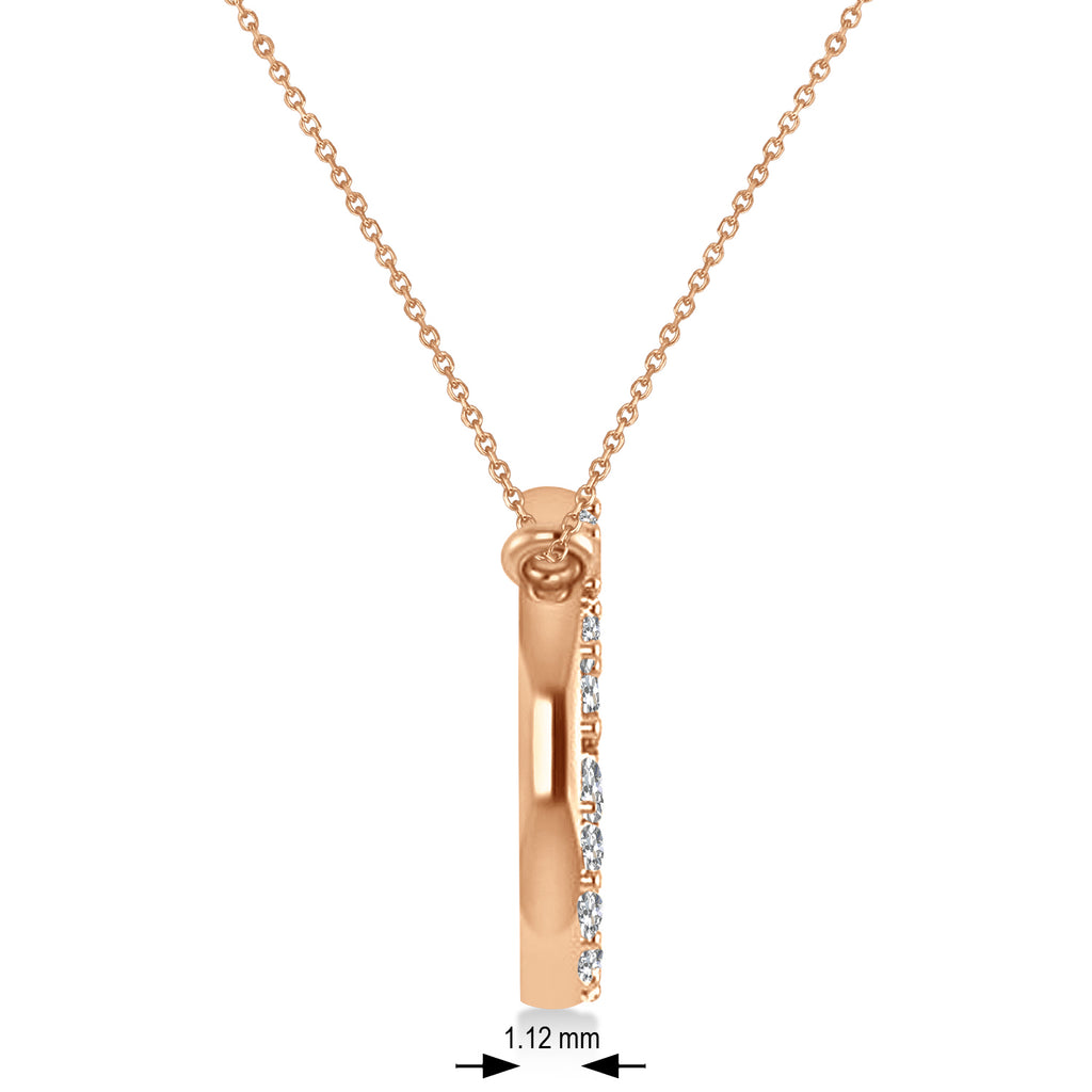 Petite Diamond Peace Sign Charm Pendant Necklace 14K Rose Gold (0.14ct)