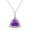 Diamond & Amethyst Trillion Cut Pendant Necklace 14k White Gold (1.26ct)