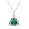 Diamond & Emerald Trillion Cut Pendant Necklace 14k White Gold (1.28ct)