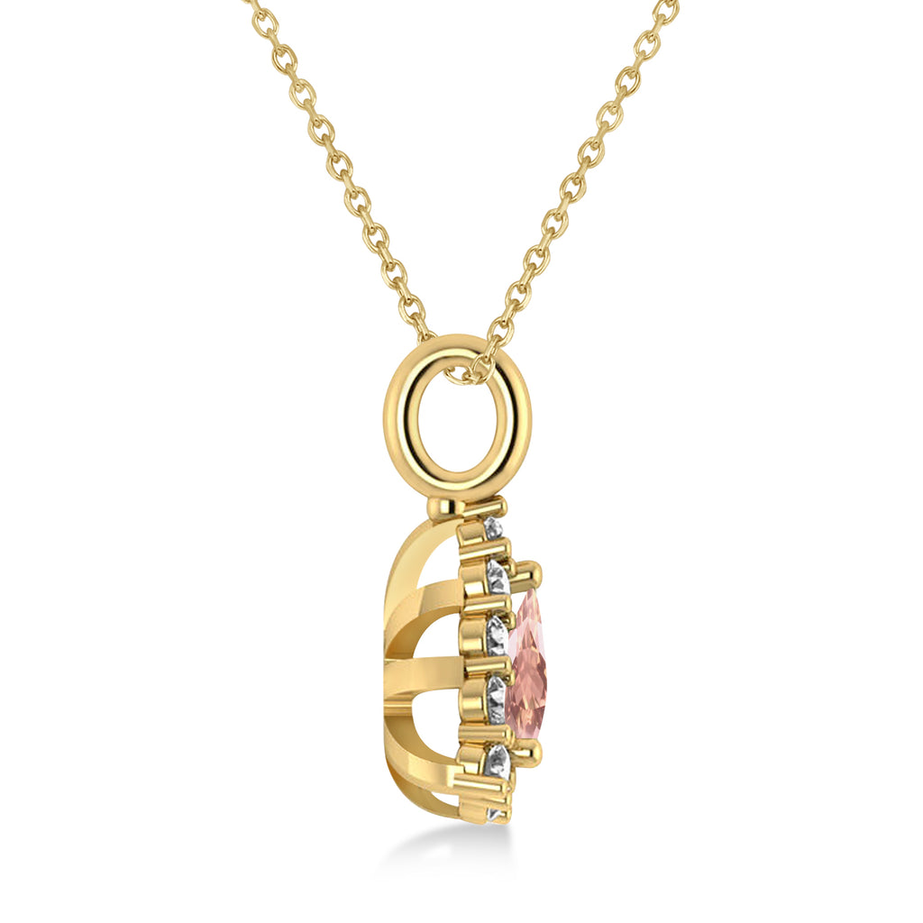Diamond & Morganite Trillion Cut Pendant Necklace 14k Yellow Gold (1.24ct)