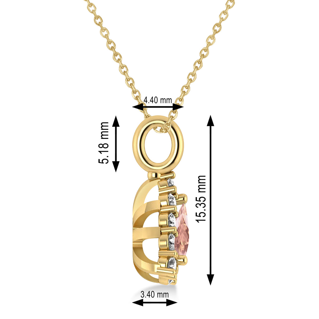 Diamond & Morganite Trillion Cut Pendant Necklace 14k Yellow Gold (1.24ct)