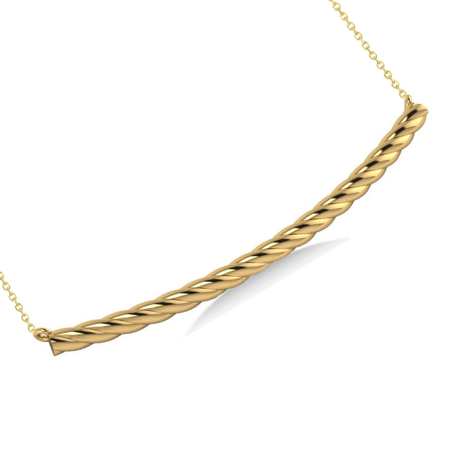 Curved Rope Bar Trapeze Pendant Necklace 14k Yellow Gold