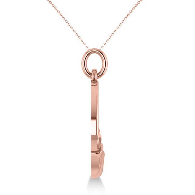 Heart Charm Claddagh Pendant Necklace in 14k Rose Gold