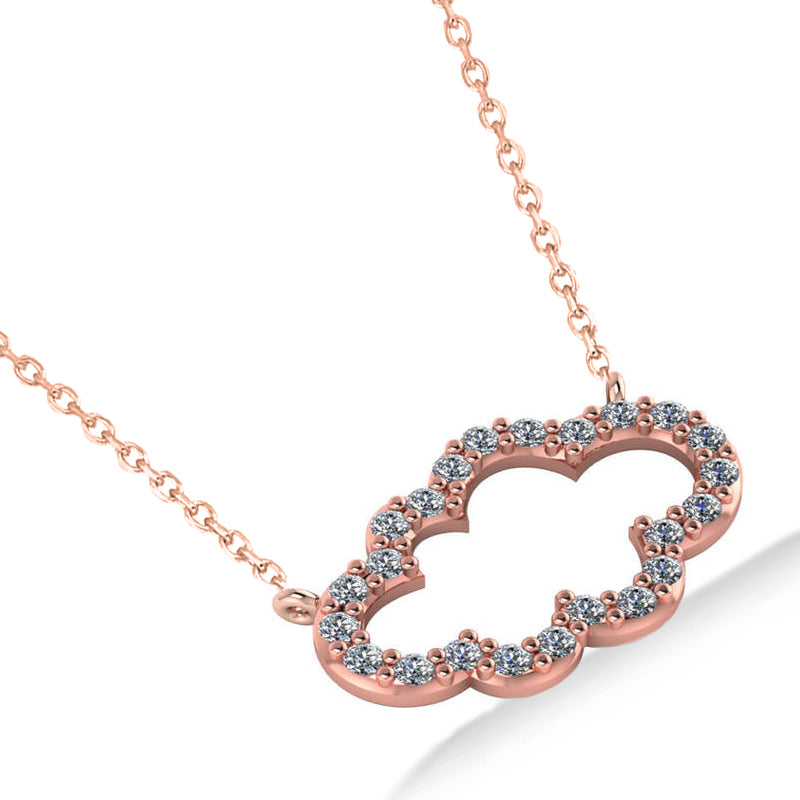 Cloud Outline Diamond Pendant Necklace 14k Rose Gold (0.23ct)