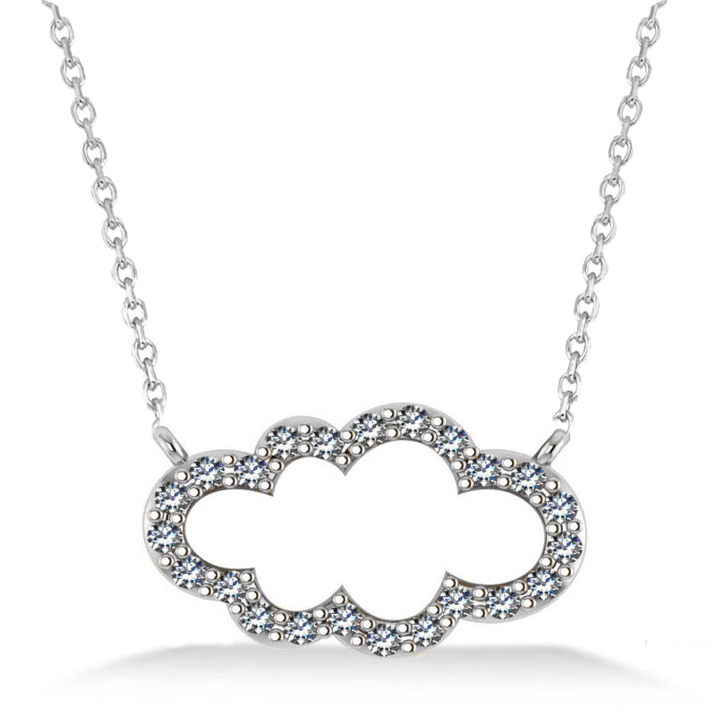 Cloud Outline Diamond Pendant Necklace 14k White Gold (0.23ct)