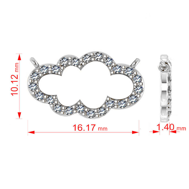 Cloud Outline Diamond Pendant Necklace 14k White Gold (0.23ct)