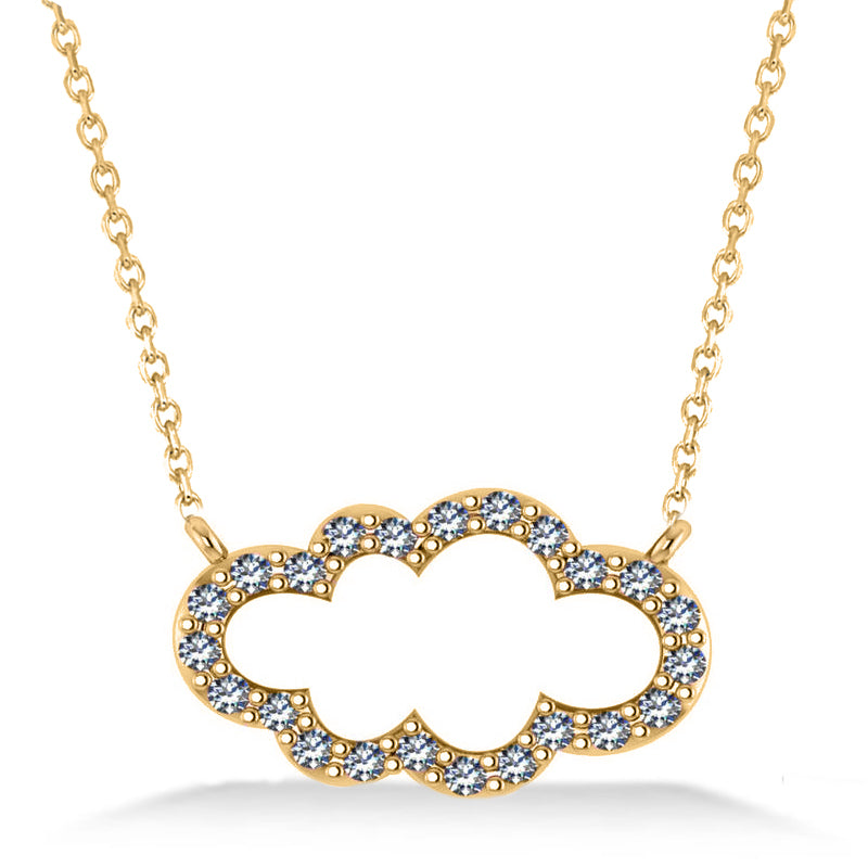 Cloud Outline Diamond Pendant Necklace 14k Yellow Gold (0.23ct)
