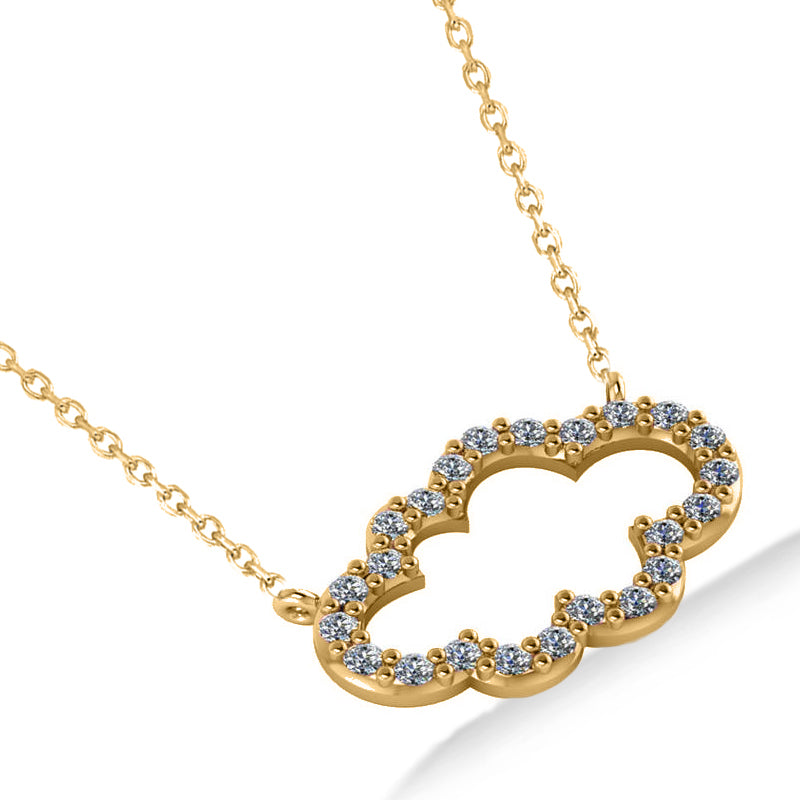 Cloud Outline Diamond Pendant Necklace 14k Yellow Gold (0.23ct)