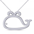 Nautical Whale Pendant Necklace in Plain Metal 14k White Gold