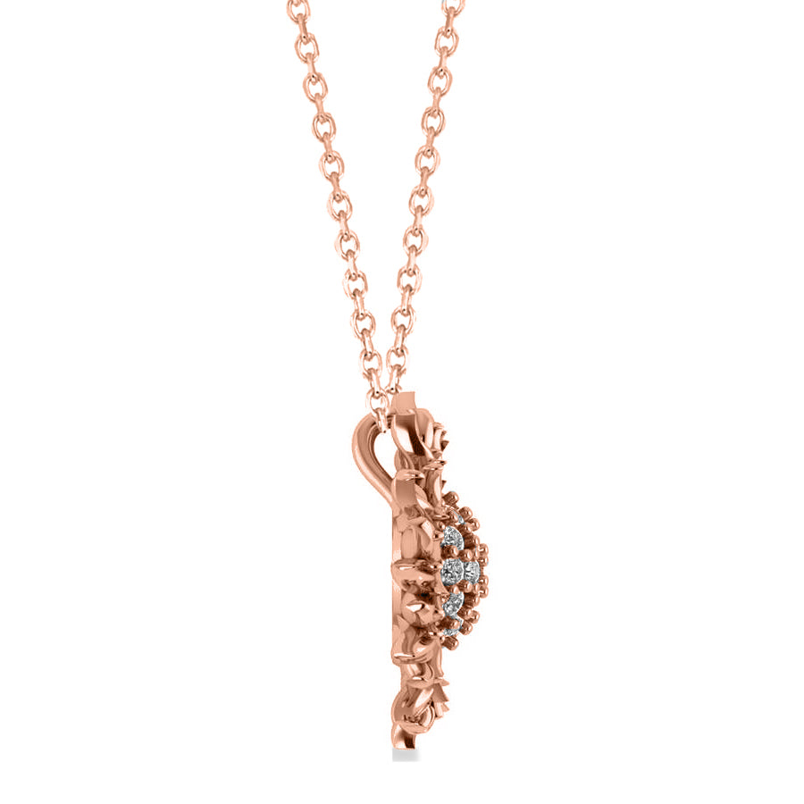 Sunflower Diamond Pendant Necklace 14k Rose Gold (0.19ct)
