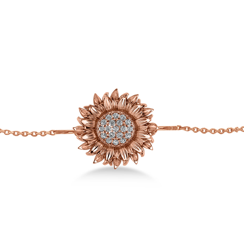 Sunflower Diamond Anklet 14k Rose Gold (0.19ct)