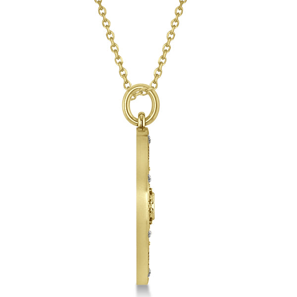 Compass Necklace Pendant Diamond Accented 18k Yellow Gold (0.19ct)