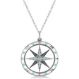Compass Pendant Aquamarine & Diamond Accented 14k White Gold (0.19ct)