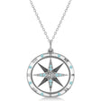 Compass Pendant Aquamarine & Diamond Accented 18k White Gold (0.19ct)