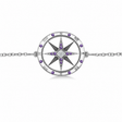 Amethyst & Diamond Nautical Compass Bracelet 14k White Gold (0.19ct)