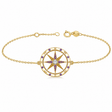 Amethyst & Diamond Nautical Compass Bracelet 14k Yellow Gold (0.19ct)
