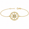 Aquamarine & Diamond Nautical Compass Bracelet 14k Yellow Gold (0.19ct)