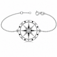 Black & White Diamond Nautical Compass Bracelet 14k White Gold (0.19ct)