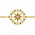 Black & White Diamond Nautical Compass Bracelet 14k Yellow Gold (0.19ct)