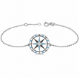 Blue Topaz & Diamond Nautical Compass Bracelet 14k White Gold (0.19ct)