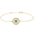 Emerald & Diamond Nautical Compass Bracelet 14k Yellow Gold (0.19ct)
