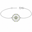 Peridot & Diamond Nautical Compass Bracelet 14k White Gold (0.19ct)