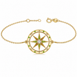 Peridot & Diamond Nautical Compass Bracelet 14k Yellow Gold (0.19ct)