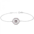 Ruby & Diamond Nautical Compass Bracelet 14k White Gold (0.19ct)