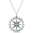 Compass Pendant Blue Topaz & Diamond Accented 18k White Gold (0.19ct)