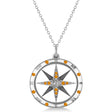 Compass Pendant Citrine & Diamond Accented 14k White Gold (0.19ct)