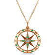 Compass Pendant Emerald & Diamond Accented 18k Rose Gold (0.19ct)