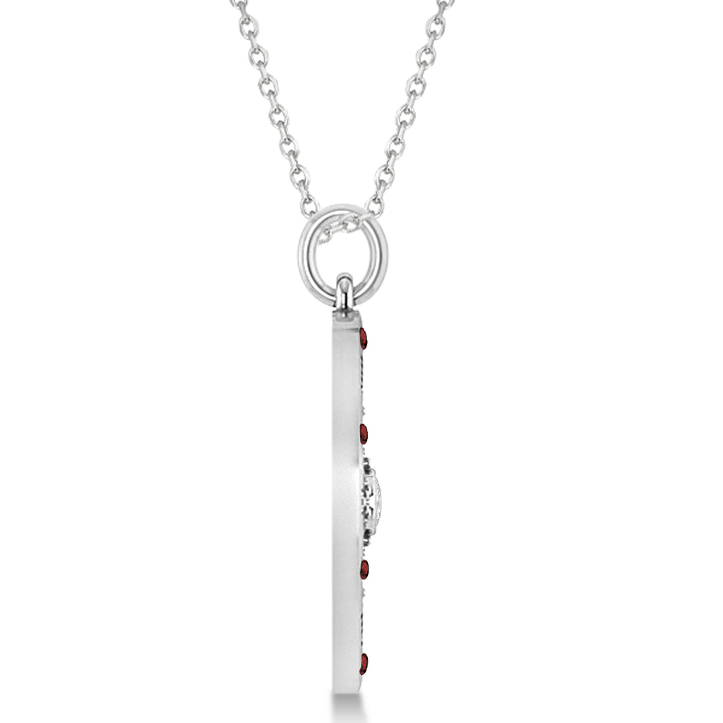 Compass Pendant Garnet & Diamond Accented 18k White Gold (0.19ct)