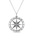 Compass Necklace Pendant Lab Diamond Accented 18k White Gold (0.19ct)