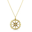 Compass Necklace Pendant Lab Diamond Accented 18k Yellow Gold (0.19ct)