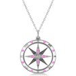 Compass Pendant Pink Sapphire & Diamond Accented 14k White Gold (0.19ct)