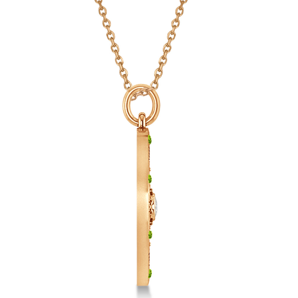 Compass Pendant Peridot & Diamond Accented 14k Rose Gold (0.19ct)