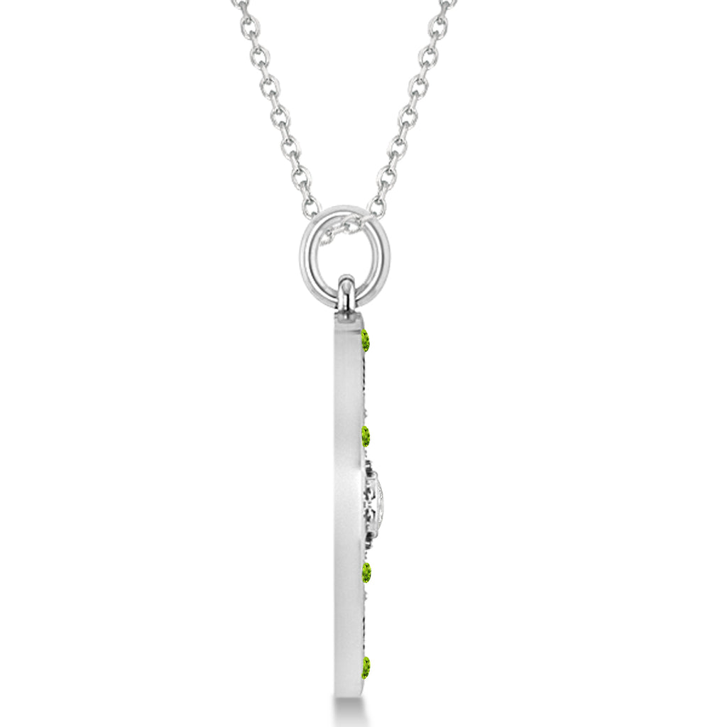 Compass Pendant Peridot & Diamond Accented 18k White Gold (0.19ct)
