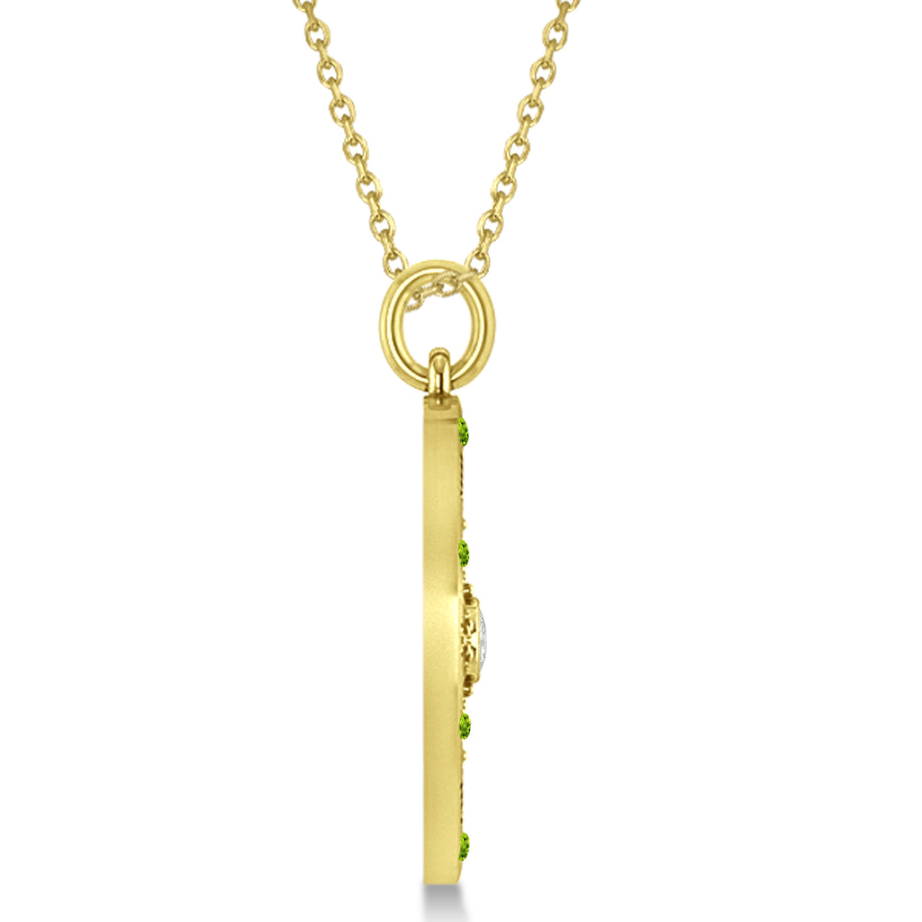 Compass Pendant Peridot & Diamond Accented 18k Yellow Gold (0.19ct)