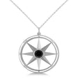 Black Diamond Compass Pendant Fashion Necklace 14k White Gold (0.66ct)