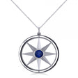 Blue Sapphire Compass Pendant Fashion Necklace 14k White Gold (0.66ct)
