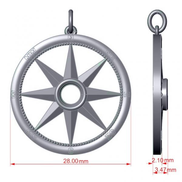 Blue Sapphire Compass Pendant Fashion Necklace 14k White Gold (0.66ct)