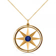 Blue Sapphire Compass Pendant Fashion Necklace 14k Yellow Gold (0.66ct)