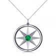 Emerald Gemstone Compass Pendant Necklace 14k White Gold (0.66ct)