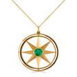 Emerald Gemstone Compass Pendant Necklace 14k Yellow Gold (0.66ct)