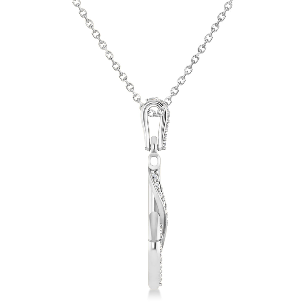 Diamond Ribbon Anchor Pendant Necklace 14K White Gold (0.35ct)