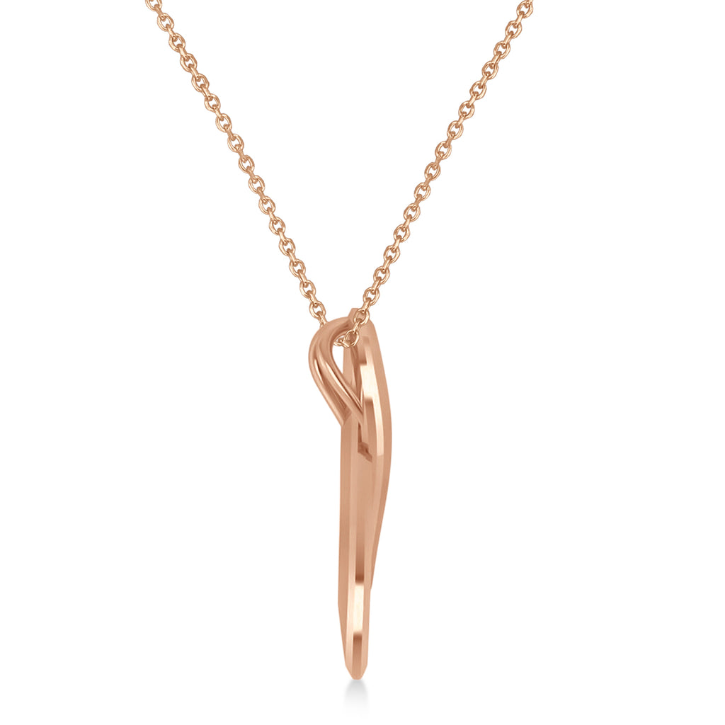 Awareness Ribbon Charm Pendant Necklace 14K Rose Gold