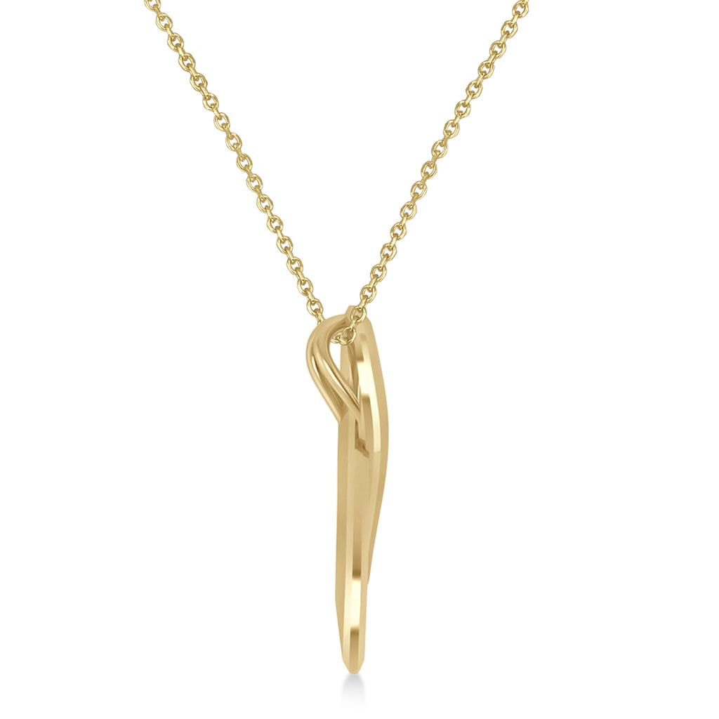 Awareness Ribbon Charm Pendant Necklace 14K Yellow Gold