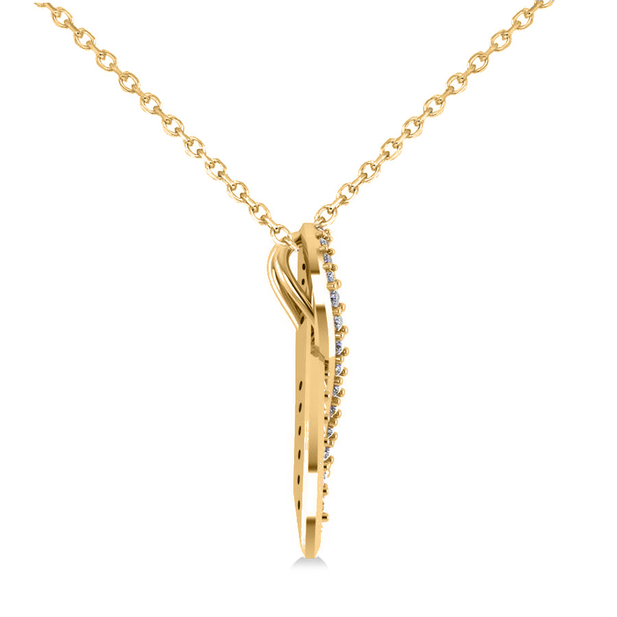 Awarness Ribbon Diamond Pendant Necklace 14k Yellow Gold (0.28ct)