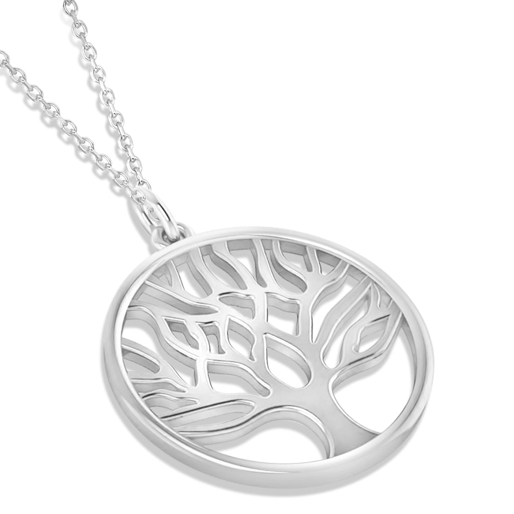 Family Tree of Life Pendant Necklace 14k White Gold
