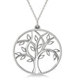 Tree of Life Pendant Necklace Plain Metal 14k White Gold